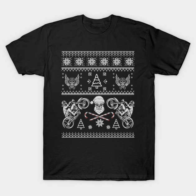 Motorcycle Biker Ugly Christmas T-Shirt by mrsmitful